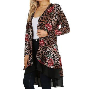 Funfash Women Plus Size Cardigan Black Layer Brown